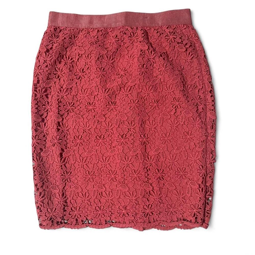 Ann taylor pink lace skirt